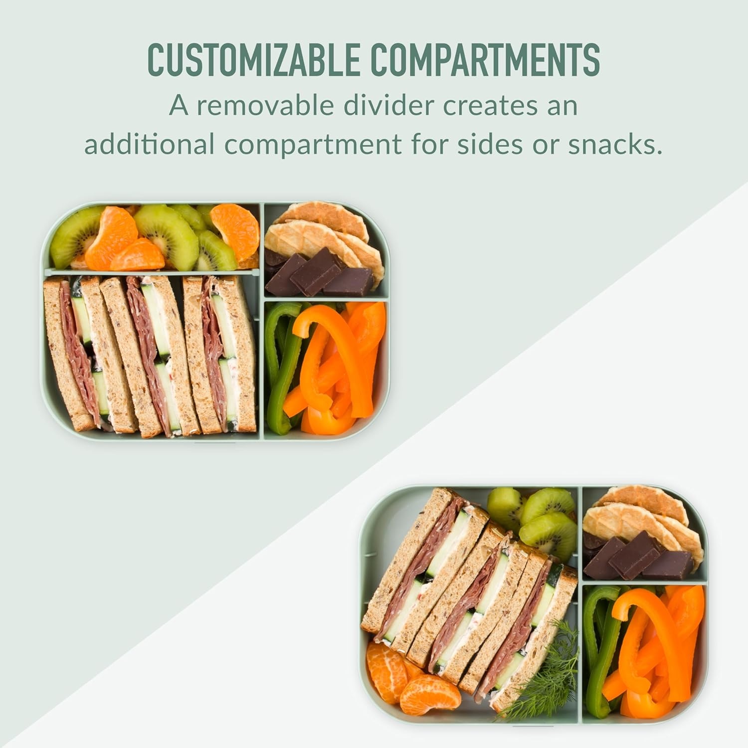 image:imageBentgo Modern Tray with Matte Lid Reusable BPAFree Meal Prep Containers for Adults with Removable Divider 3 or 4 Compartments for Healthy Portioned Meals At Home amp On the Go OrchidMint Green