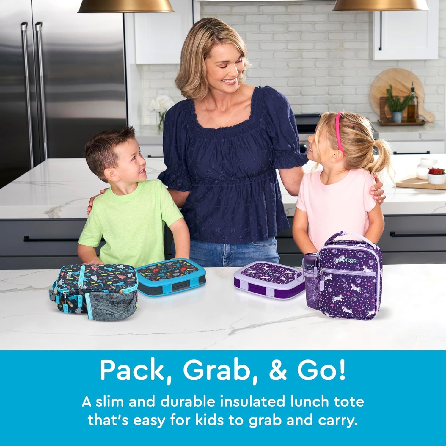 image:imageBentgo Prints Insulated Lunch Tote Set With Kids Stainless Steel Water Bottle Dinosaur