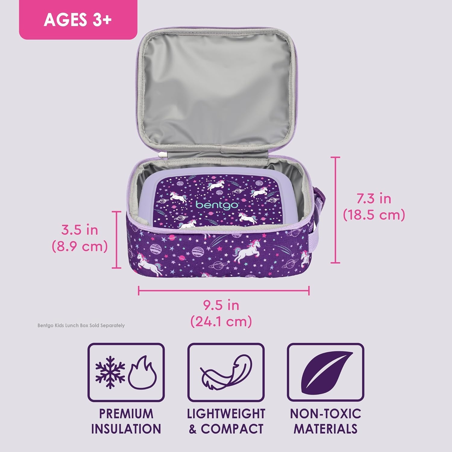 image:imageBentgo Prints Insulated Lunch Tote Set With Kids Stainless Steel Water Bottle Unicorn