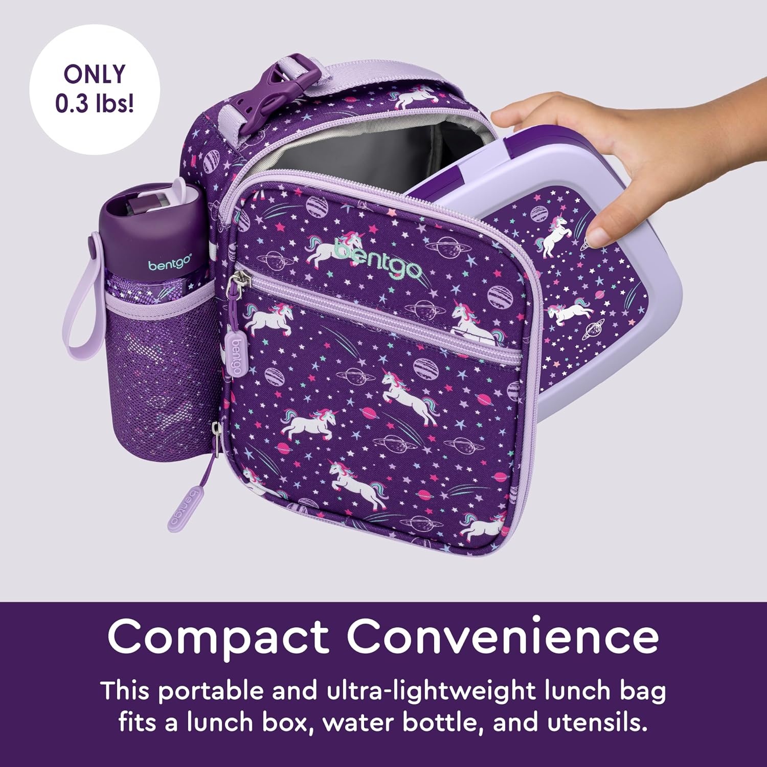 image:imageBentgo Prints Insulated Lunch Tote Set With Kids Stainless Steel Water Bottle Unicorn