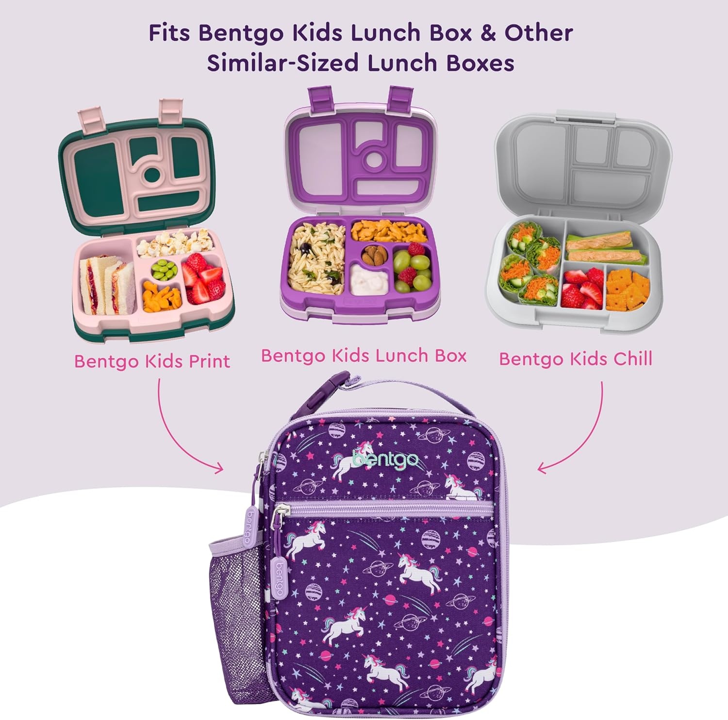 image:imageBentgo Prints Insulated Lunch Tote Set With Kids Stainless Steel Water Bottle Unicorn