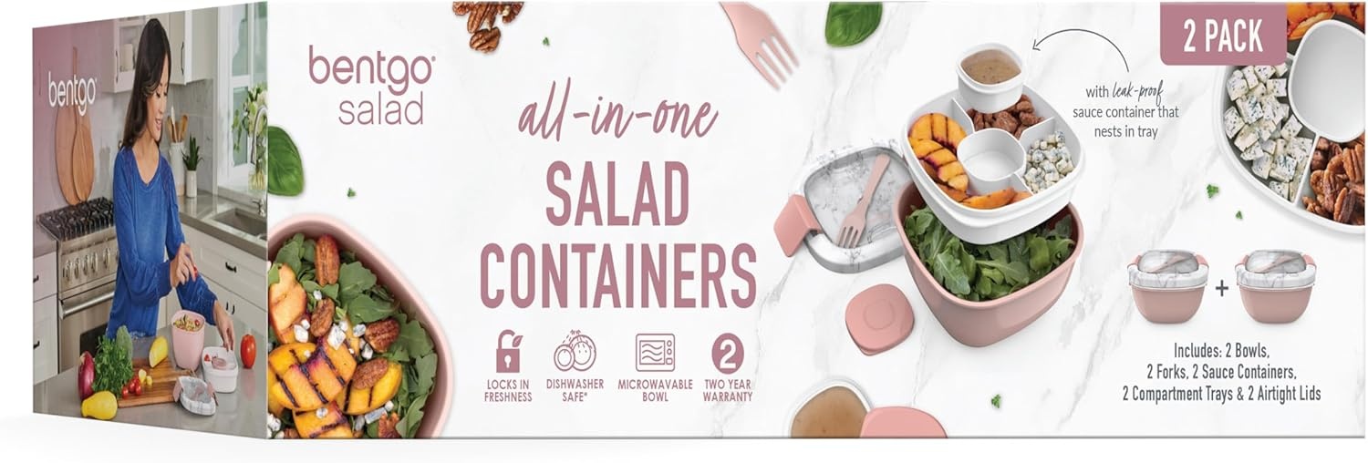 image:imageBentgo Salad Bento Lunch Box 2Pack Blush MarbleBlush Marble
