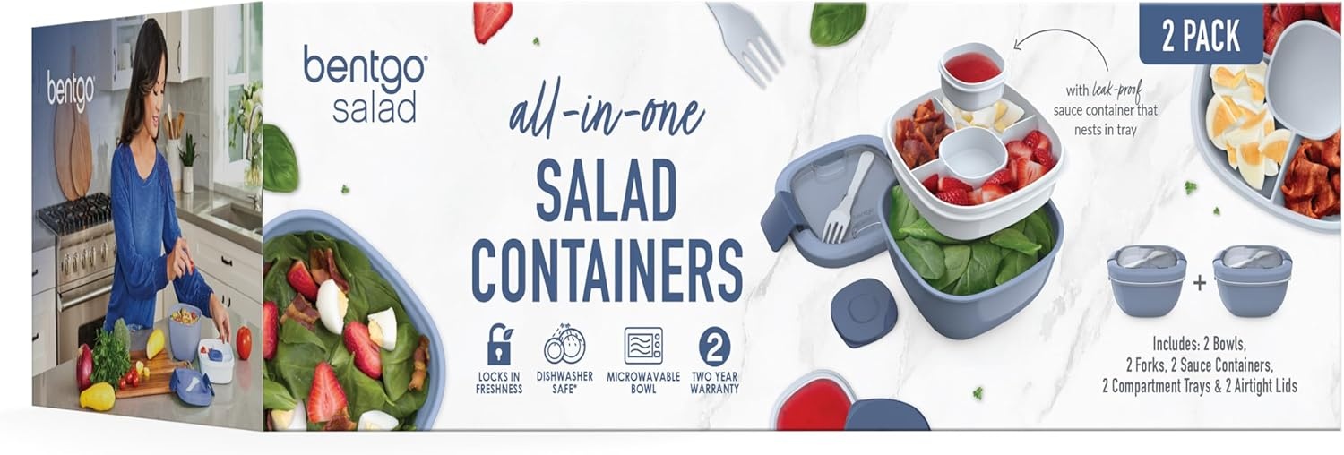 image:imageBentgo Salad Bento Lunch Box 2Pack Blush MarbleSlate
