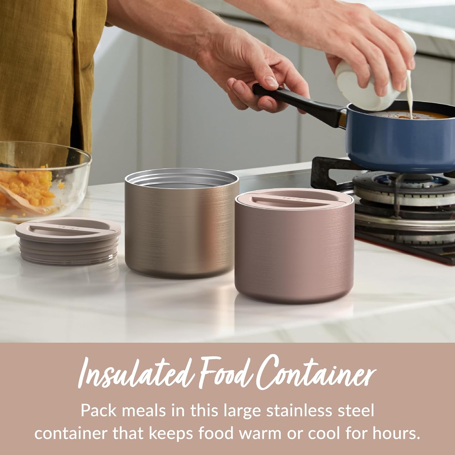image:imageBentgo Stainless Steel Food Canister Gold and Stainless Steel Utensils Set Sand