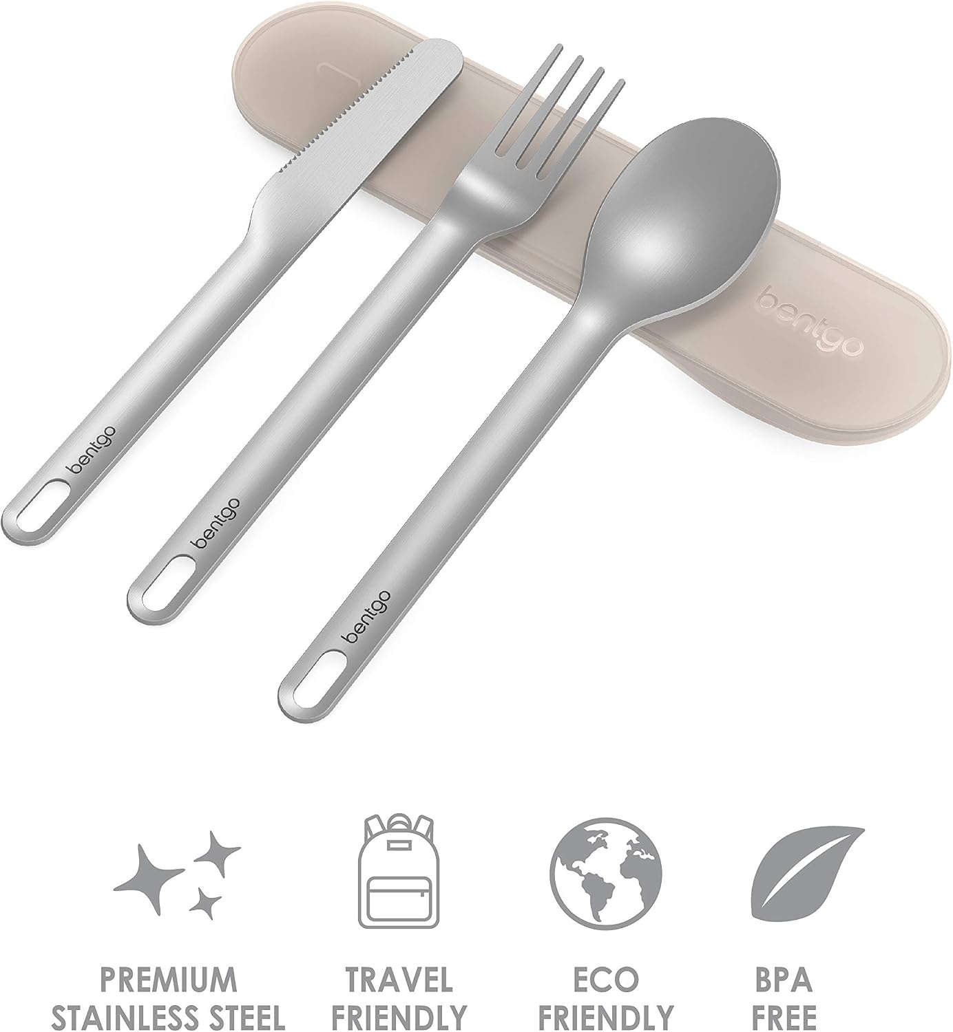 image:imageBentgo Stainless Steel Food Canister Gold and Stainless Steel Utensils Set Sand