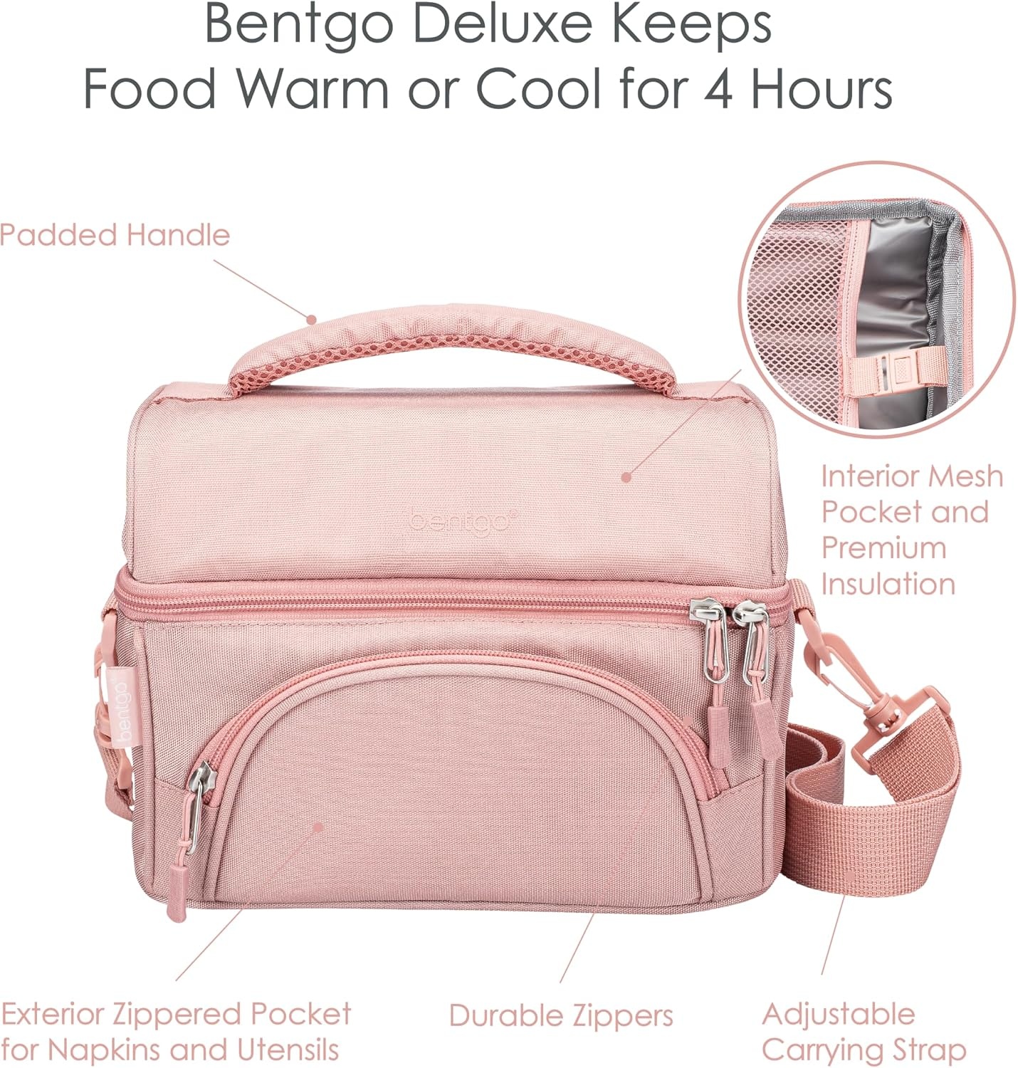 image:imageBentgo Stainless Steel Food Canister Rose Gold and Deluxe Lunch Bag Set Blush