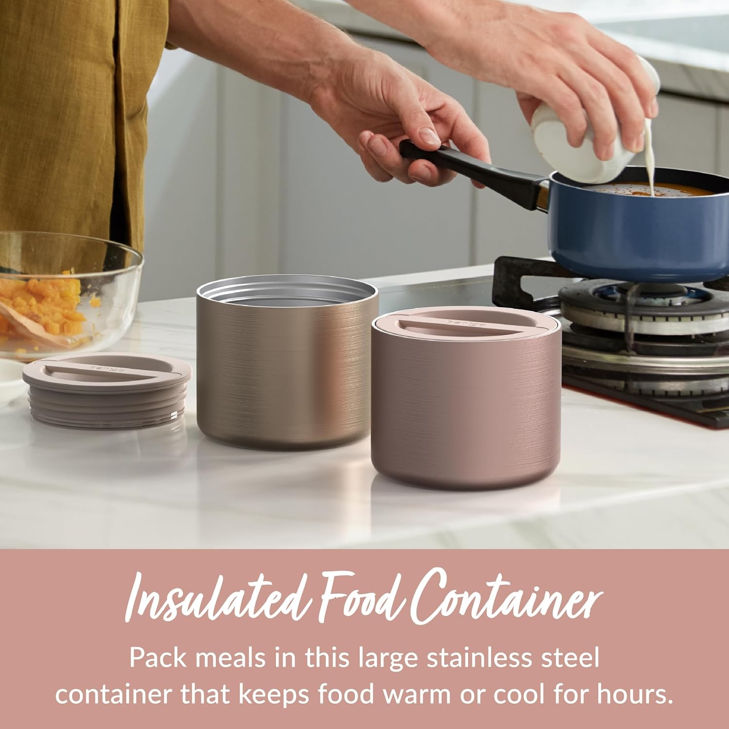 image:imageBentgo Stainless Steel Food Canister Rose Gold and Deluxe Lunch Bag Set Blush