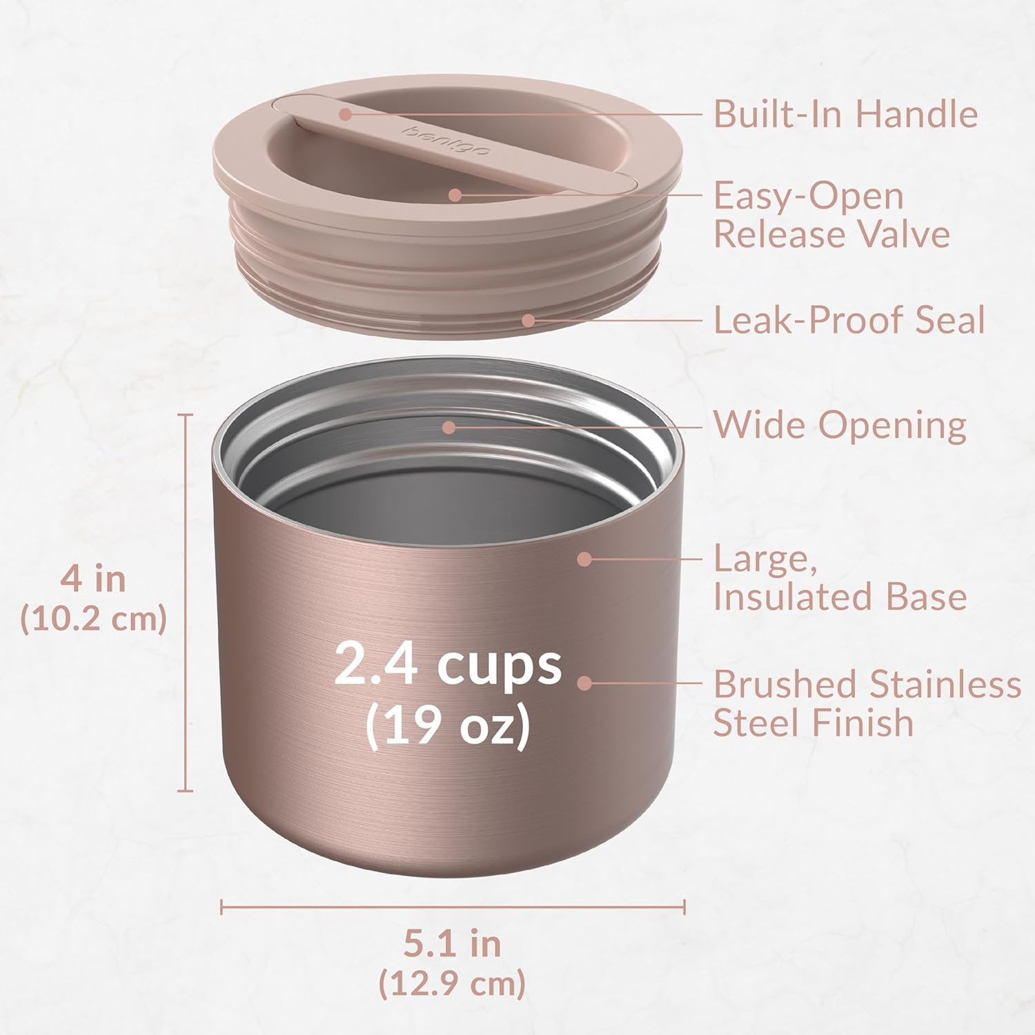 image:imageBentgo Stainless Steel Food Canister Rose Gold and Stainless Steel Utensils Set Rose