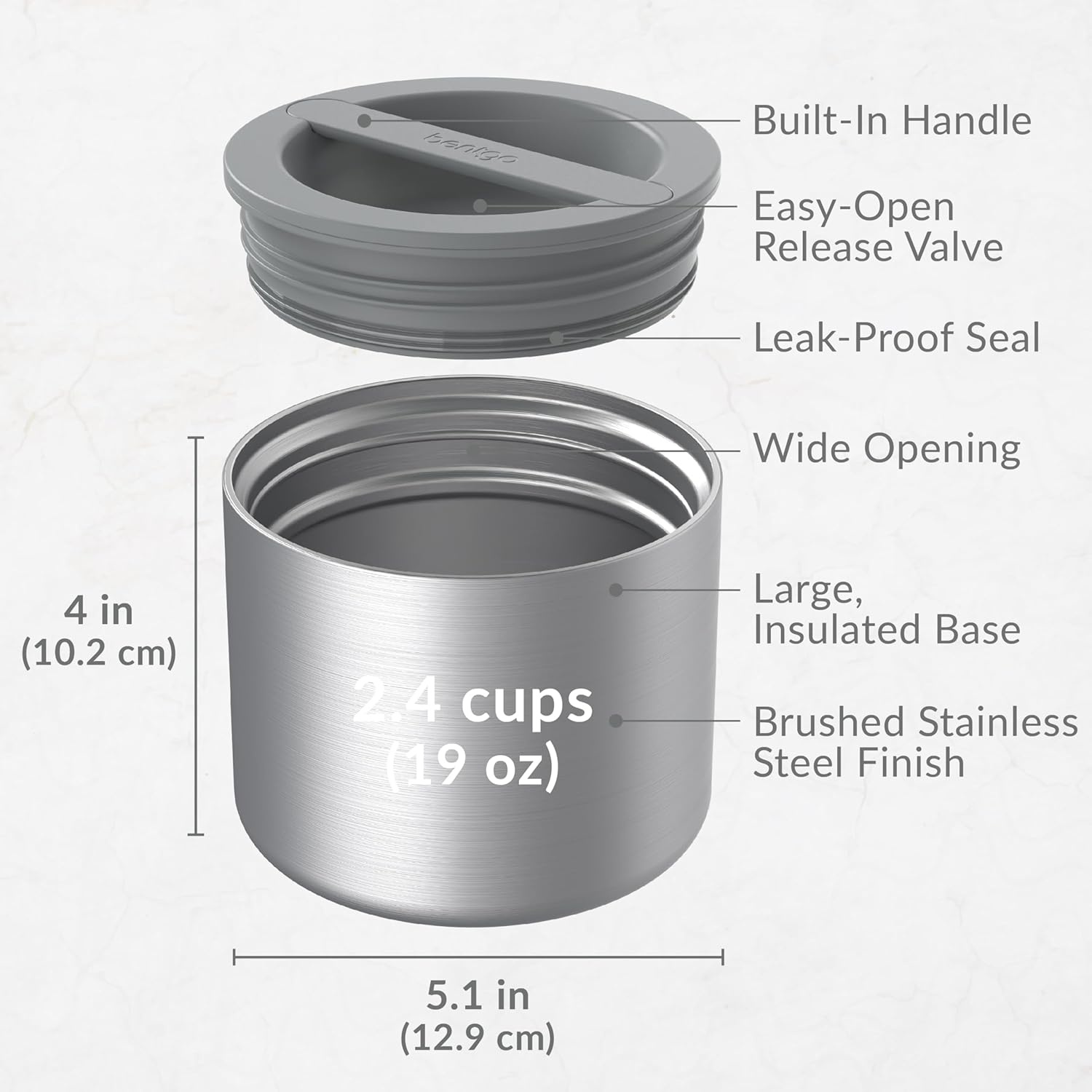 image:imageBentgo Stainless Steel Food Canister Steel and Deluxe Lunch Bag Set Gray