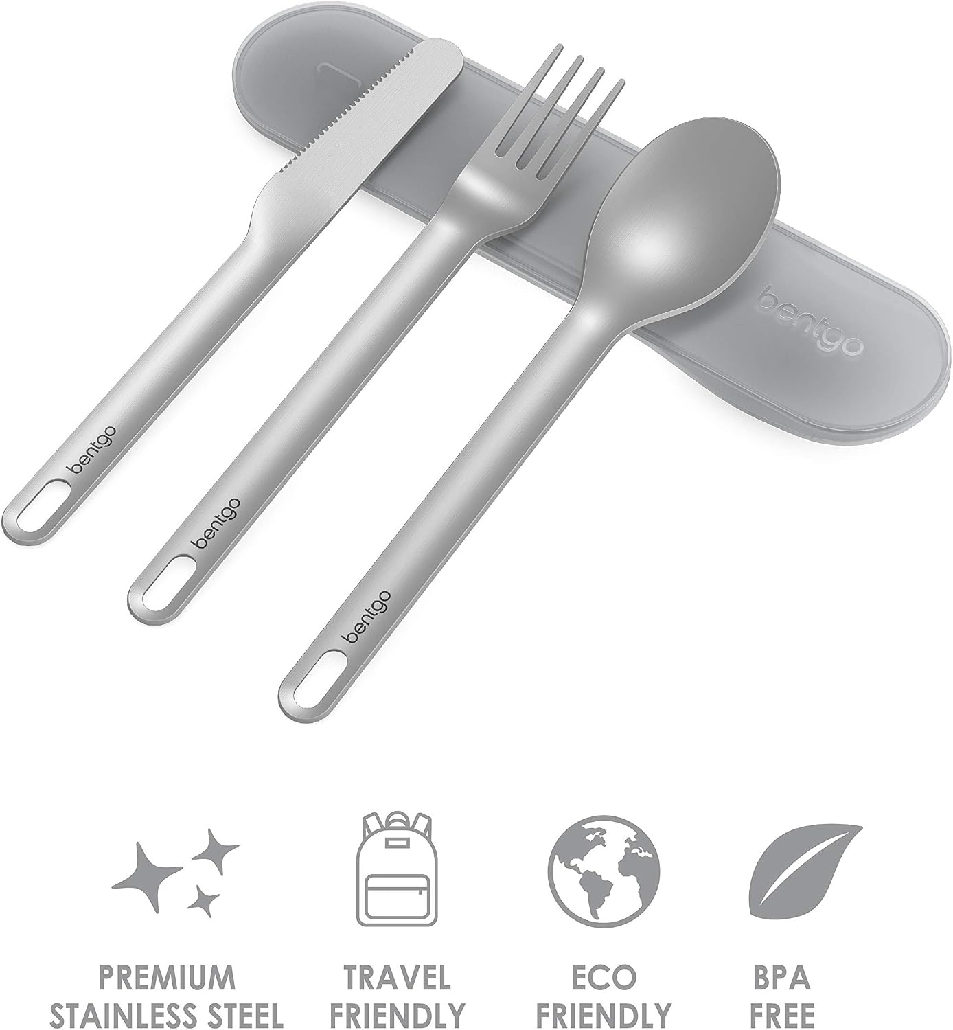 image:imageBentgo Stainless Steel Food Canister Steel and Stainless Steel Utensils Set Gray