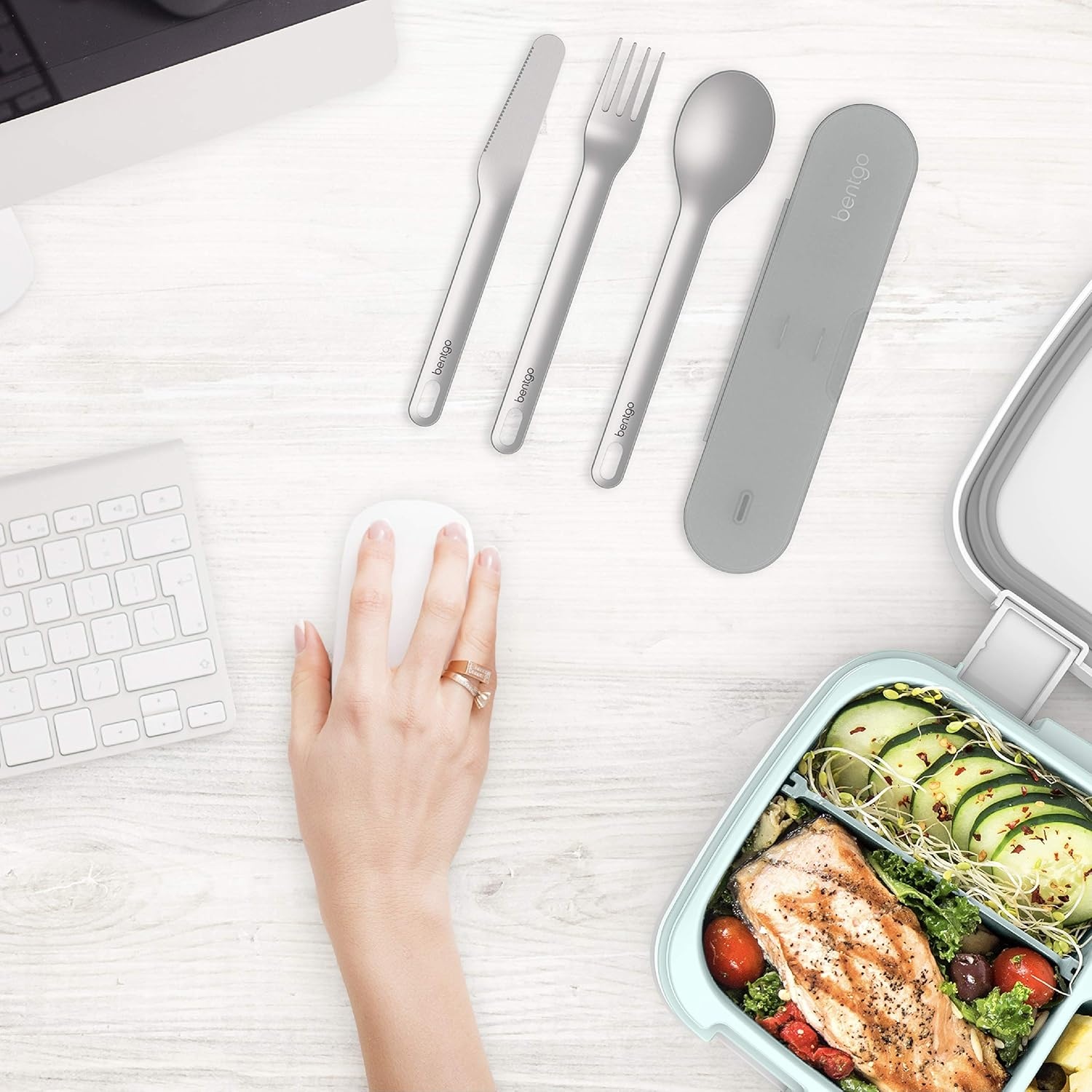 image:imageBentgo Stainless Steel Food Canister Steel and Stainless Steel Utensils Set Gray