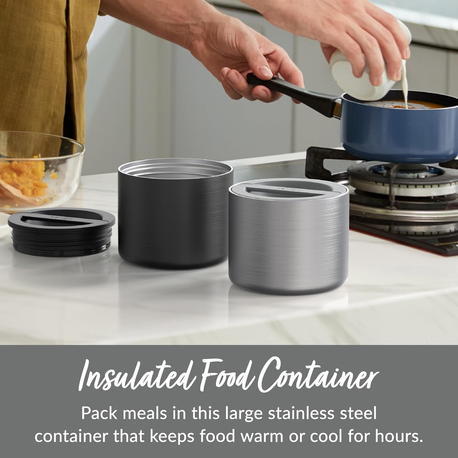 image:imageBentgo Stainless Steel Food Canister Steel and Stainless Steel Utensils Set Gray
