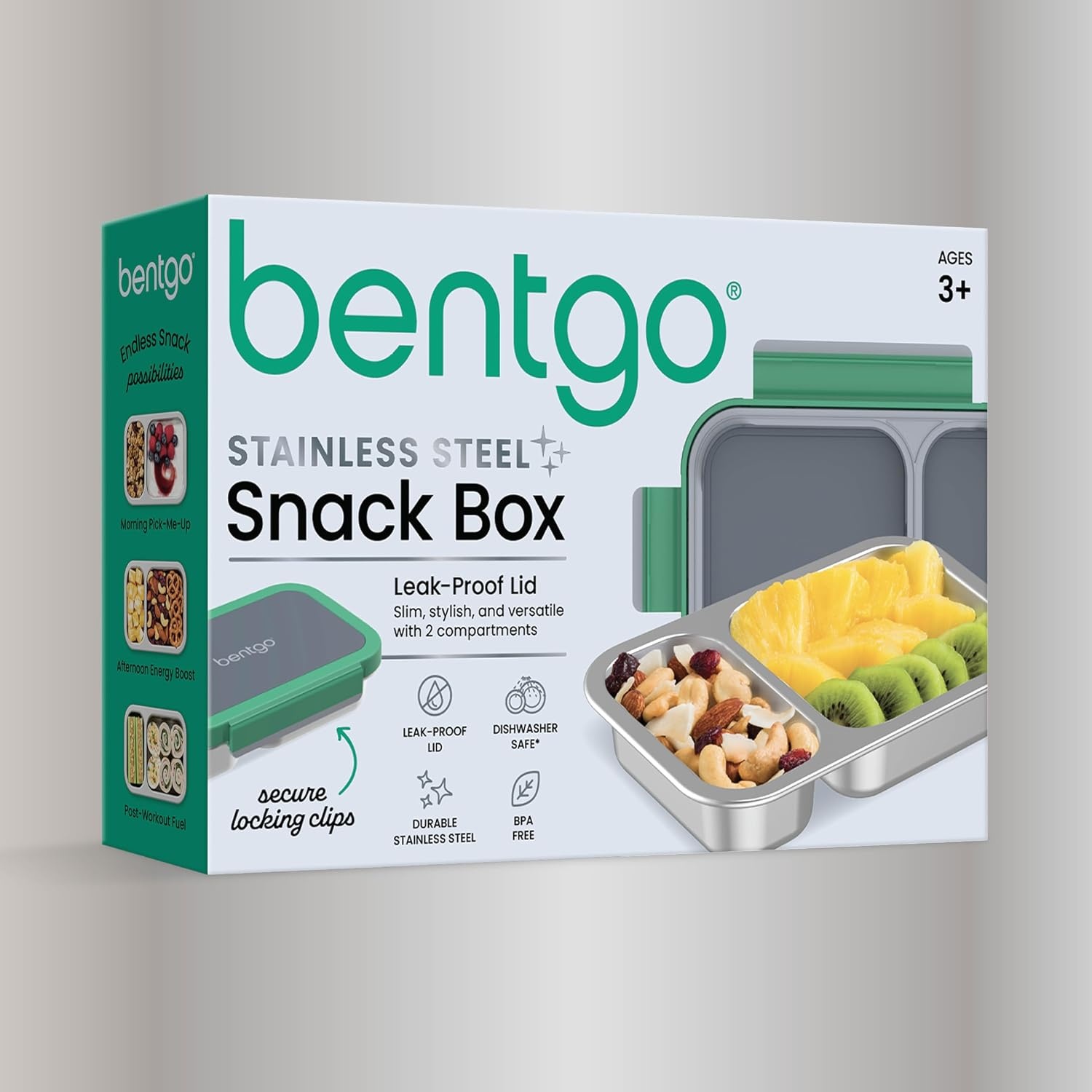 image:imageBentgo Stainless Steel Snack Box LeakProof 2 Compartments 2Cup Capacity Ideal for Kids 3 Teens amp Adults Durable Reusable LilacGray Leaf