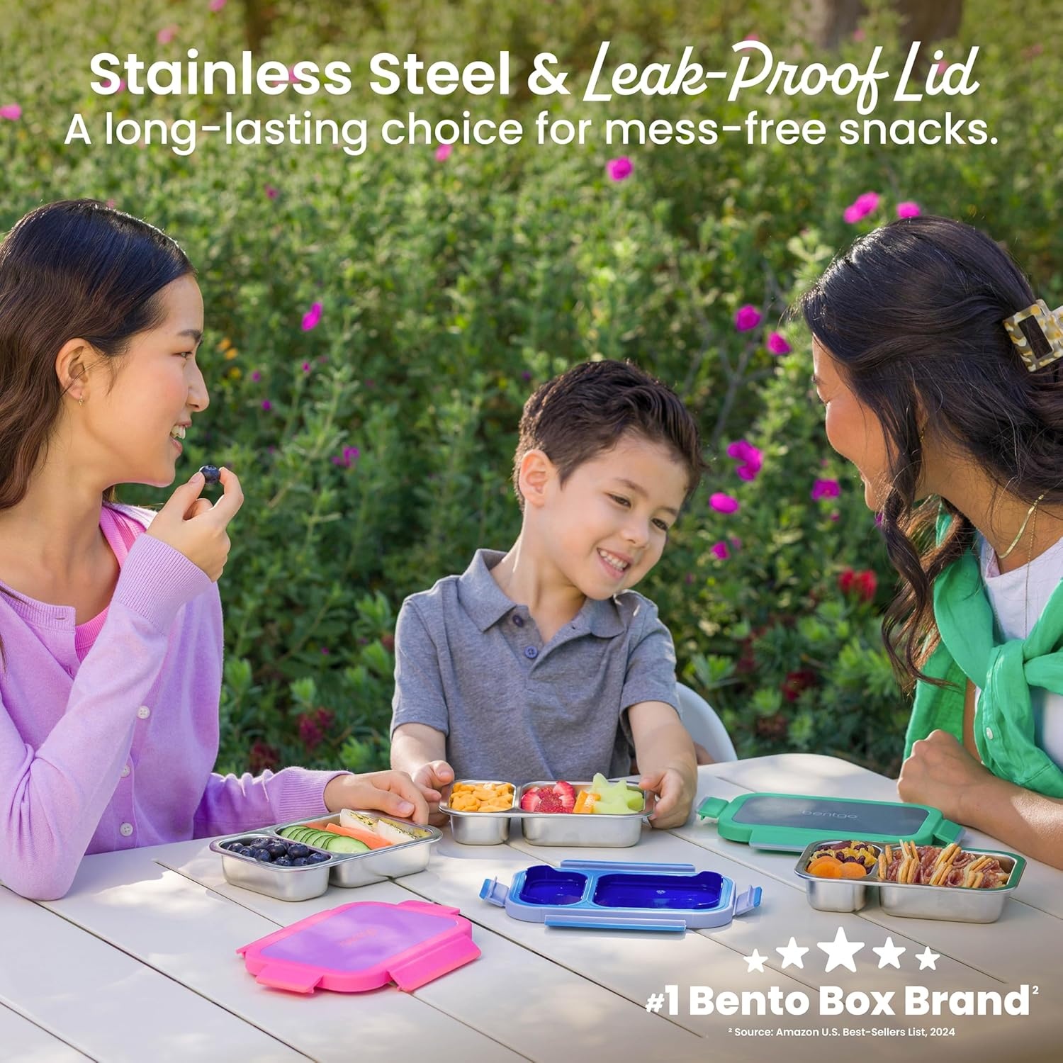 image:imageBentgo Stainless Steel Snack Box LeakProof 2 Compartments 2Cup Capacity Ideal for Kids 3 Teens amp Adults Durable Reusable LilacGray Leaf