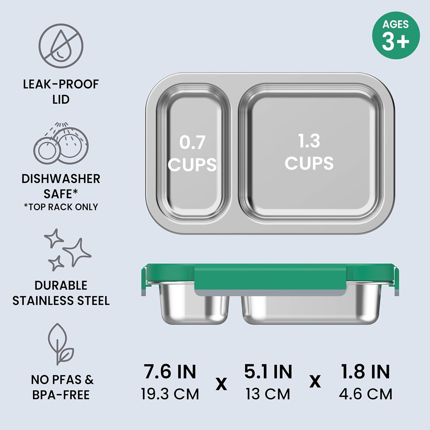 image:imageBentgo Stainless Steel Snack Box LeakProof 2 Compartments 2Cup Capacity Ideal for Kids 3 Teens amp Adults Durable Reusable LilacGray Leaf