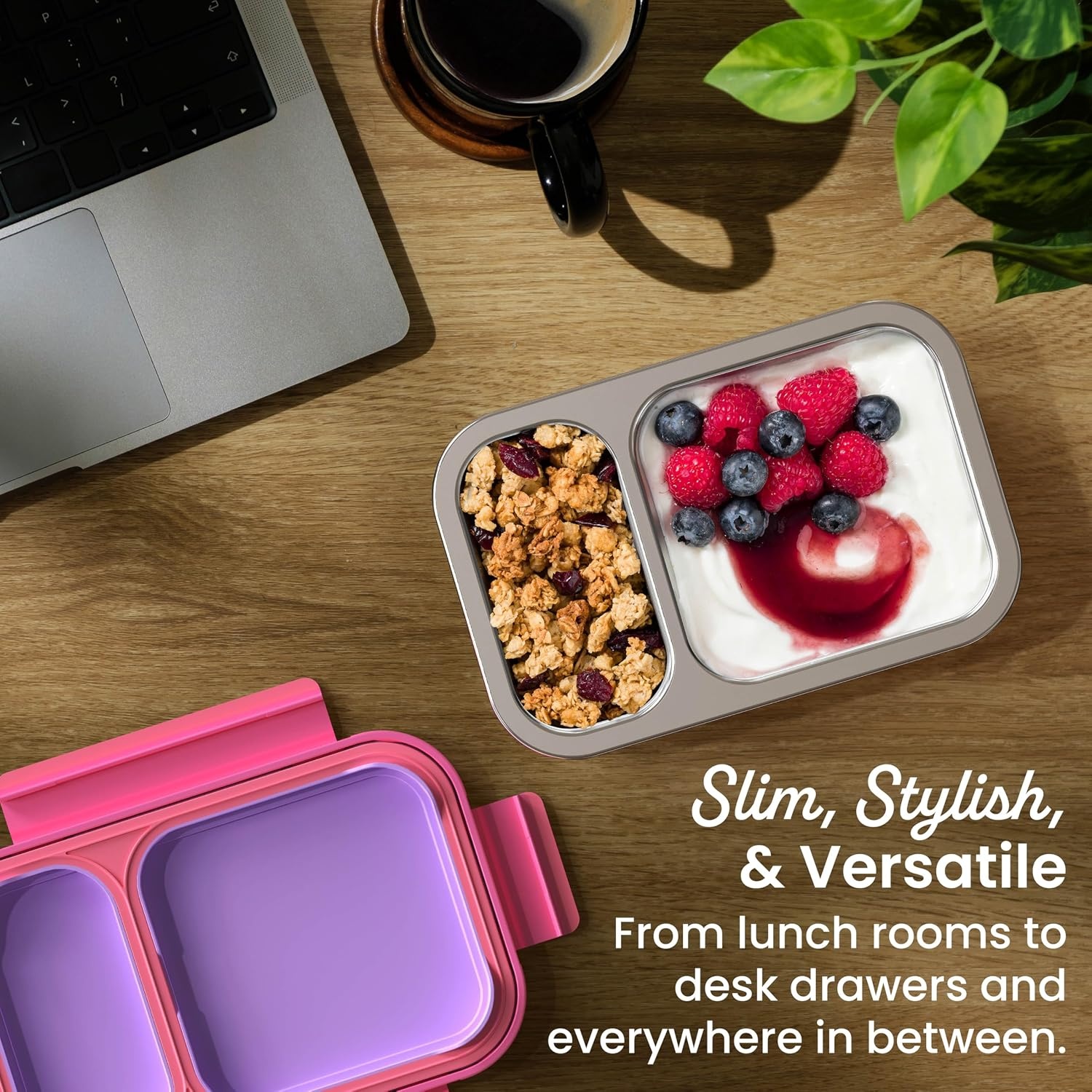 image:imageBentgo Stainless Steel Snack Box LeakProof 2 Compartments 2Cup Capacity Ideal for Kids 3 Teens amp Adults Durable Reusable LilacLilac