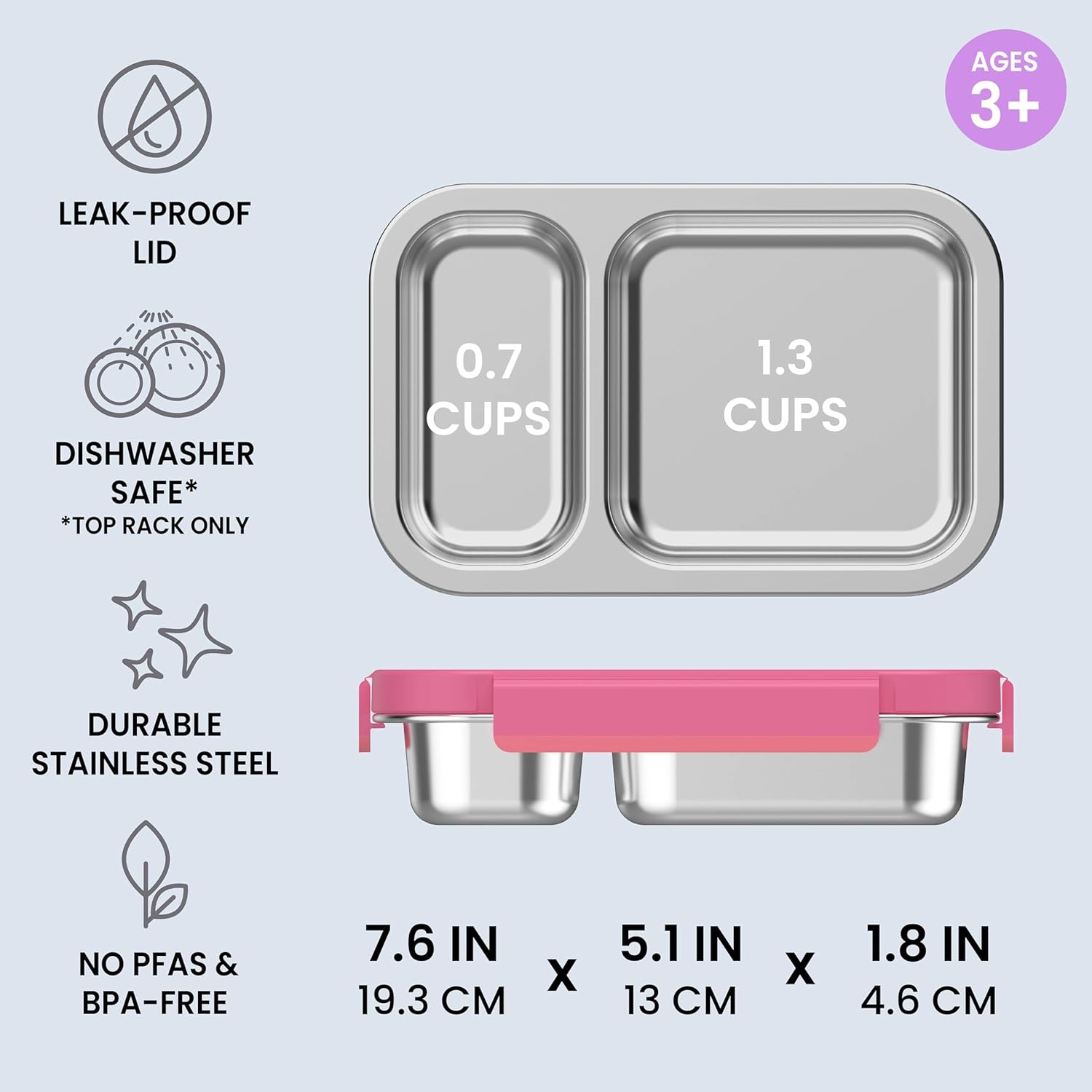 image:imageBentgo Stainless Steel Snack Box LeakProof 2 Compartments 2Cup Capacity Ideal for Kids 3 Teens amp Adults Durable Reusable LilacLilac
