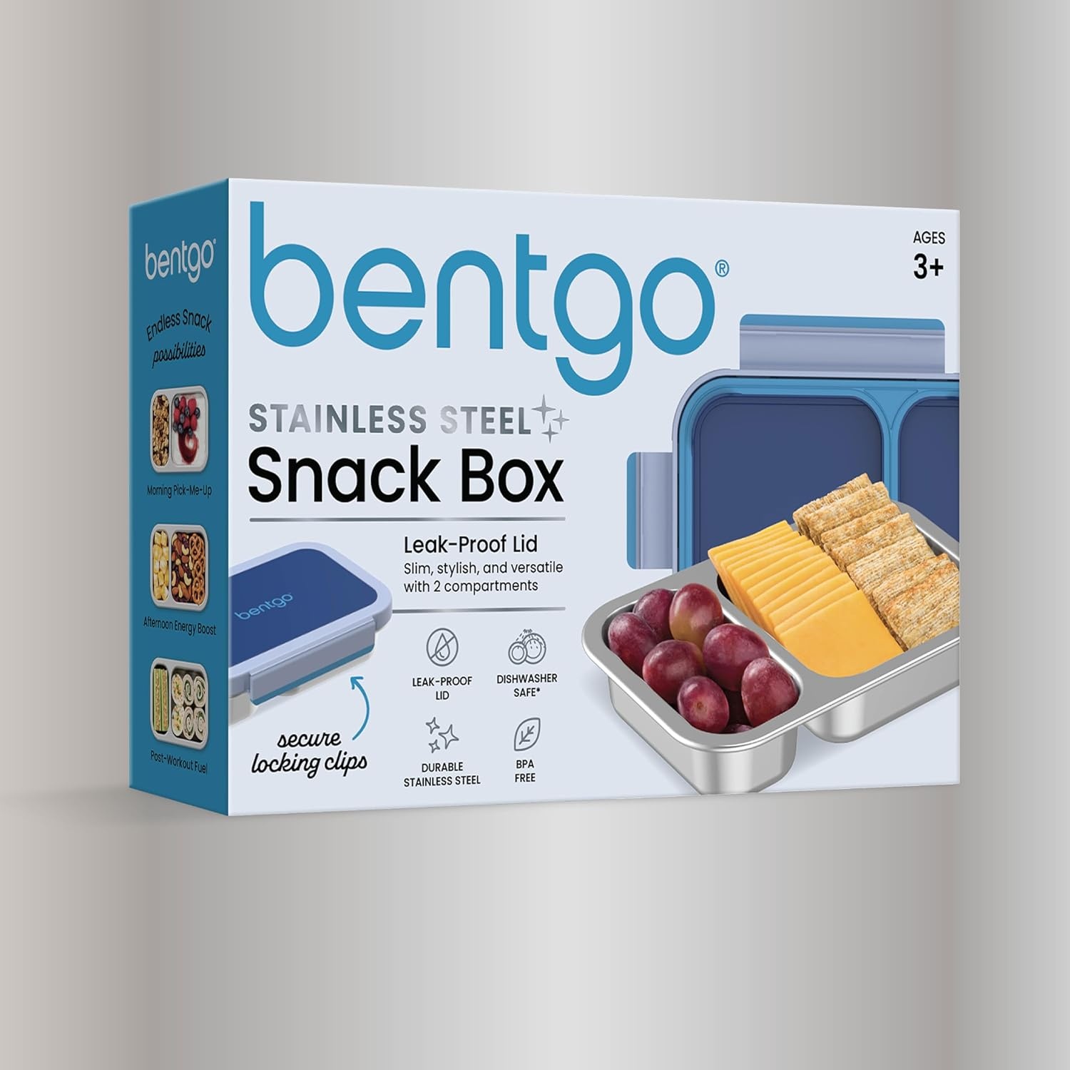 image:imageBentgo Stainless Steel Snack Box LeakProof 2 Compartments 2Cup Capacity Ideal for Kids 3 Teens amp Adults Durable Reusable LilacNavy