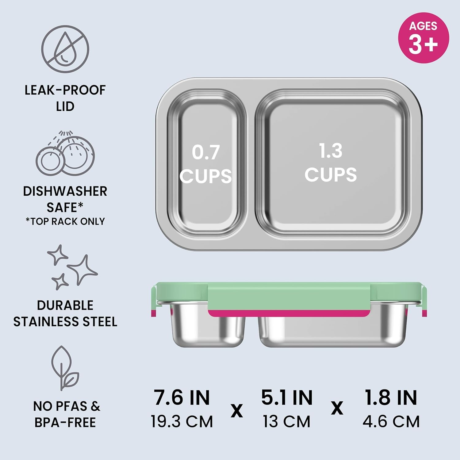 image:imageBentgo Stainless Steel Snack Box LeakProof 2 Compartments 2Cup Capacity Ideal for Kids 3 Teens amp Adults Durable Reusable LilacStrawberry