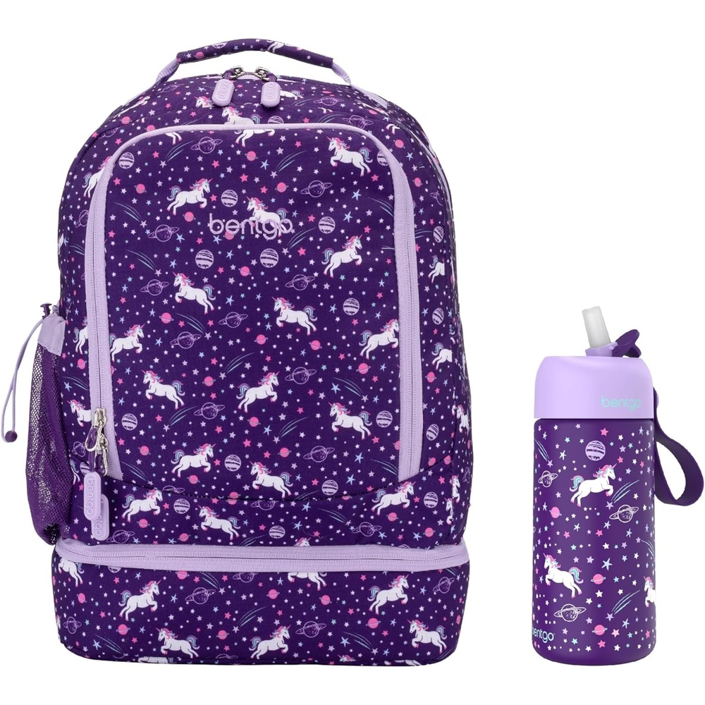 image:imageBentgo 2in1 Backpack amp Insulated Lunch Bag Set With Stainless Steel Water Bottle Unicorn
