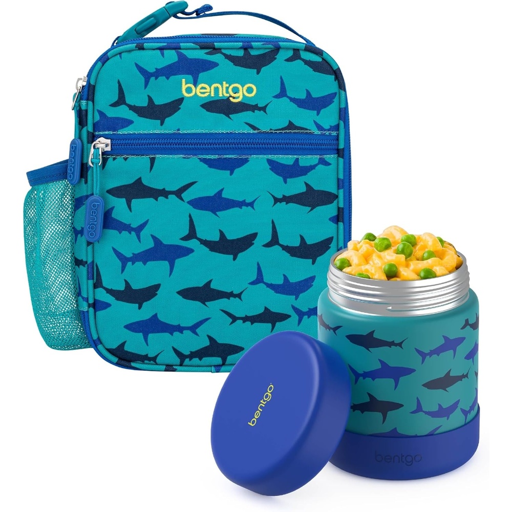 image:imageBentgo Kids Insulated Lunch Tote Set With Kids Stainless Steel Food Jar Sharks