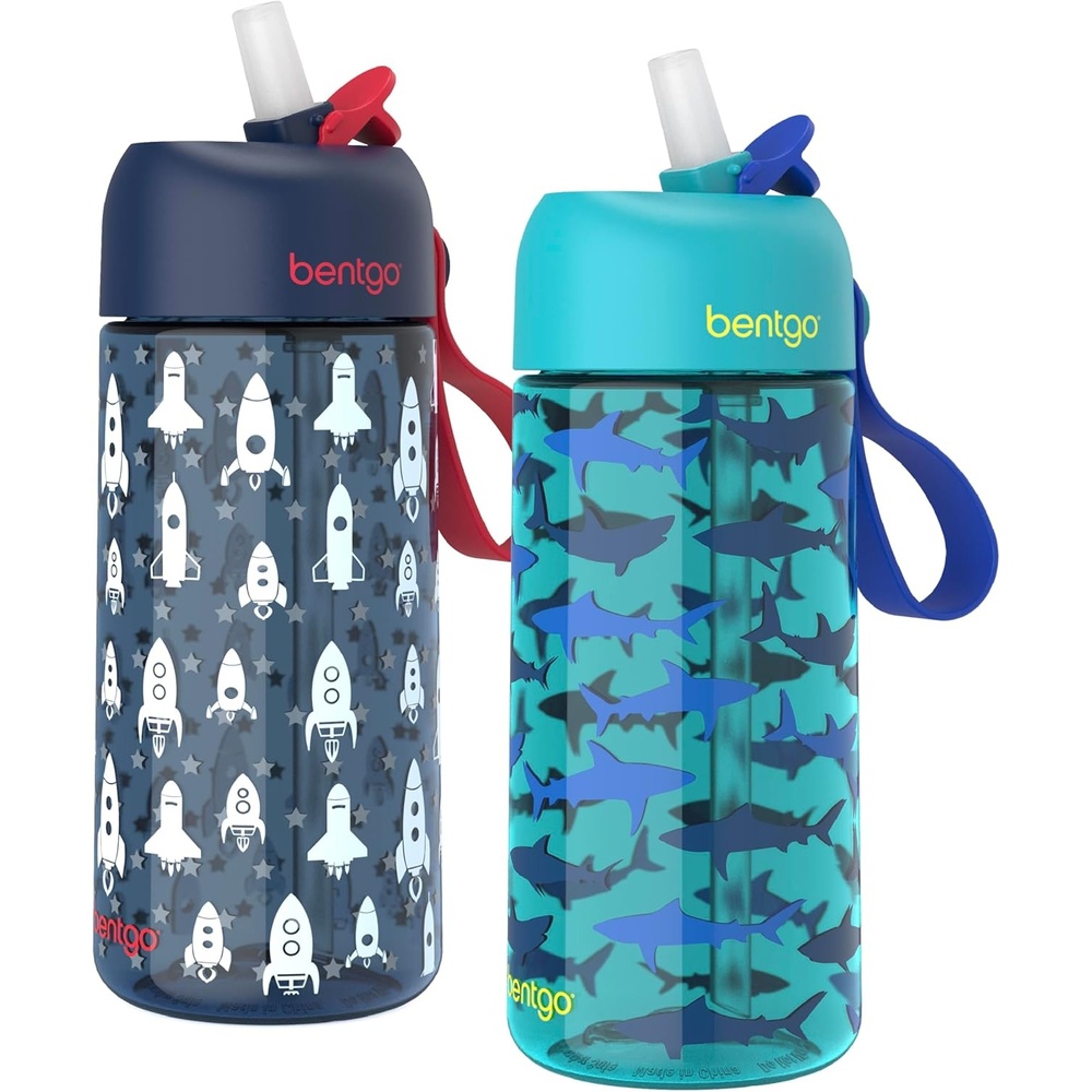 image:imageBentgo Kids Water Bottle LeakProof Durable Tritan PFAS amp BPAFree 15 fl oz KidsToddlers Ages 3 for School amp Sports Bite amp Sip Spout Carrying Handle Dishwasher Safe NEW Ballet amp BowsRocket Shark