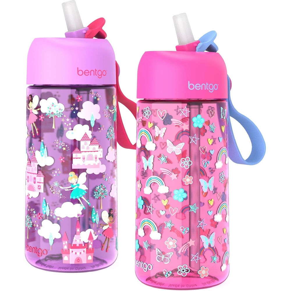 image:imageBentgo Kids Water Bottle LeakProof Durable Tritan PFAS amp BPAFree 15 fl oz KidsToddlers Ages 3 for School amp Sports Bite amp Sip Spout Carrying Handle Dishwasher Safe NEW Ballet amp BowsRainbows and Butterflies Fairies