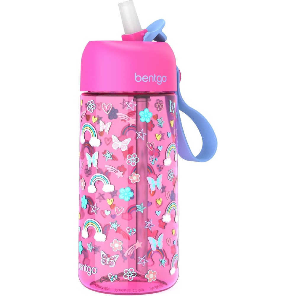 image:imageBentgo Kids Water Bottle LeakProof Durable Tritan PFAS amp BPAFree 15 fl oz KidsToddlers Ages 3 for School amp Sports Bite amp Sip Spout Carrying Handle Dishwasher Safe NEW Ballet amp BowsRainbows and Butterflies