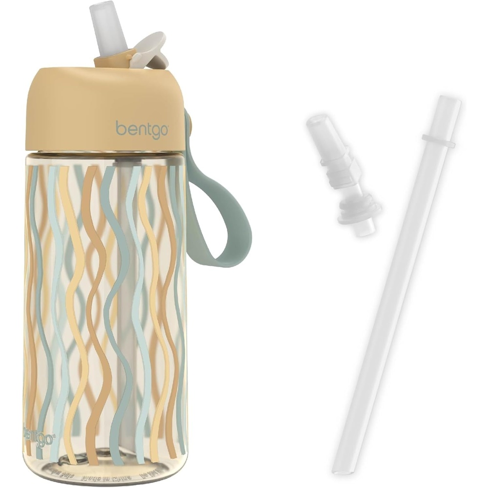 image:imageBentgo Kids Water Bottle and Replacement Straws Set Wavy