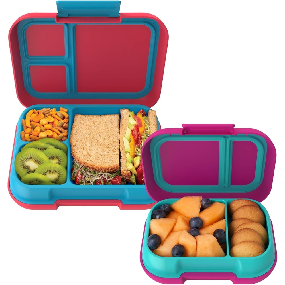 image:imageBentgo Pop Lunch Box Flame RedTurquoise Set With Kids BentoStyle Snack Box FuchsiaTeal