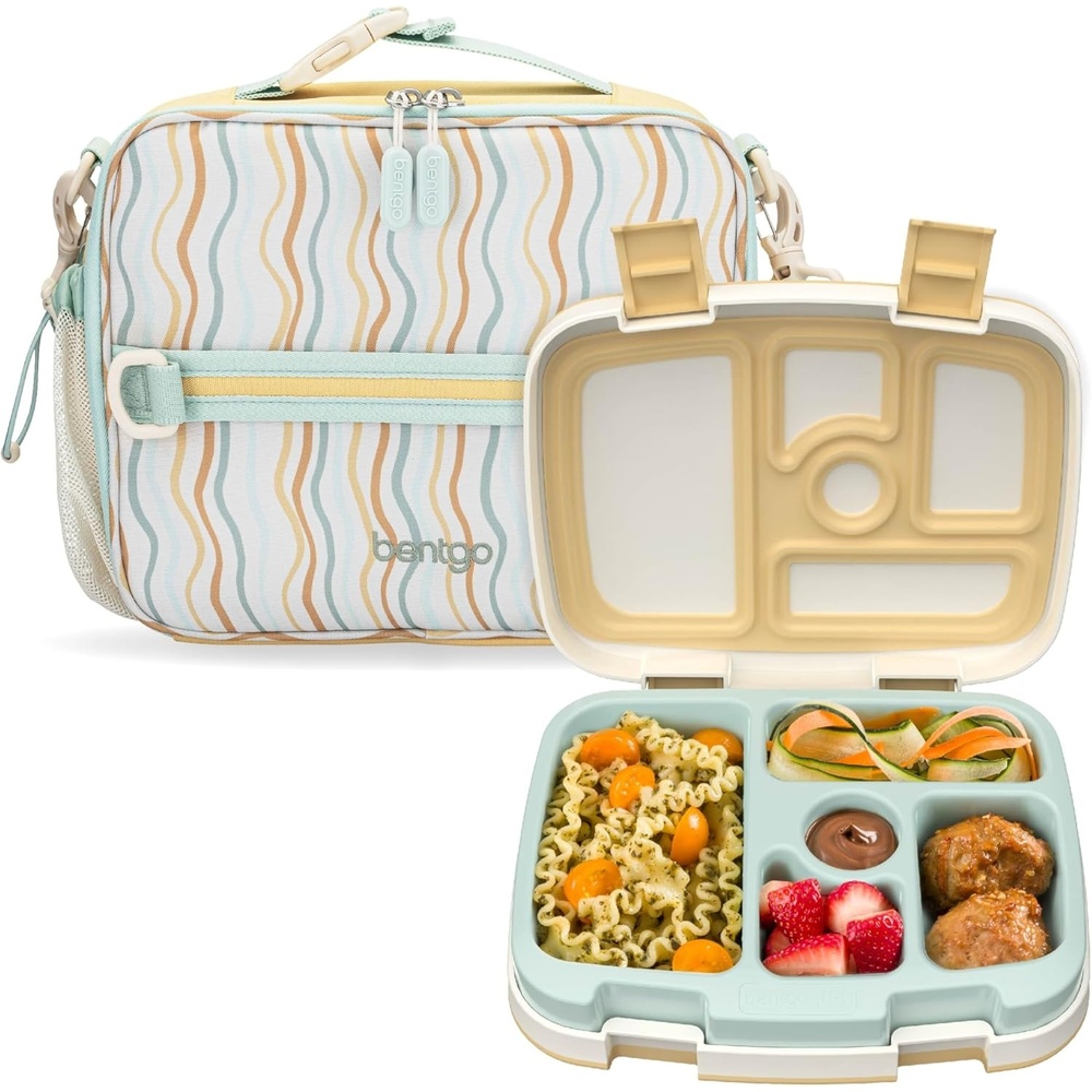 image:imageBentgo Prints Insulated Lunch Bag Set With Kids BentoStyle Lunch Box Wavy
