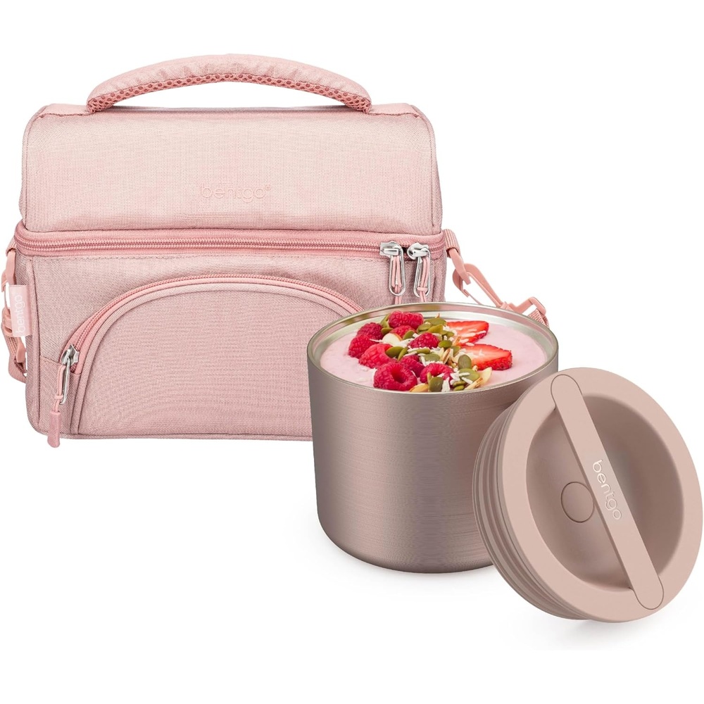 image:imageBentgo Stainless Steel Food Canister Rose Gold and Deluxe Lunch Bag Set Blush