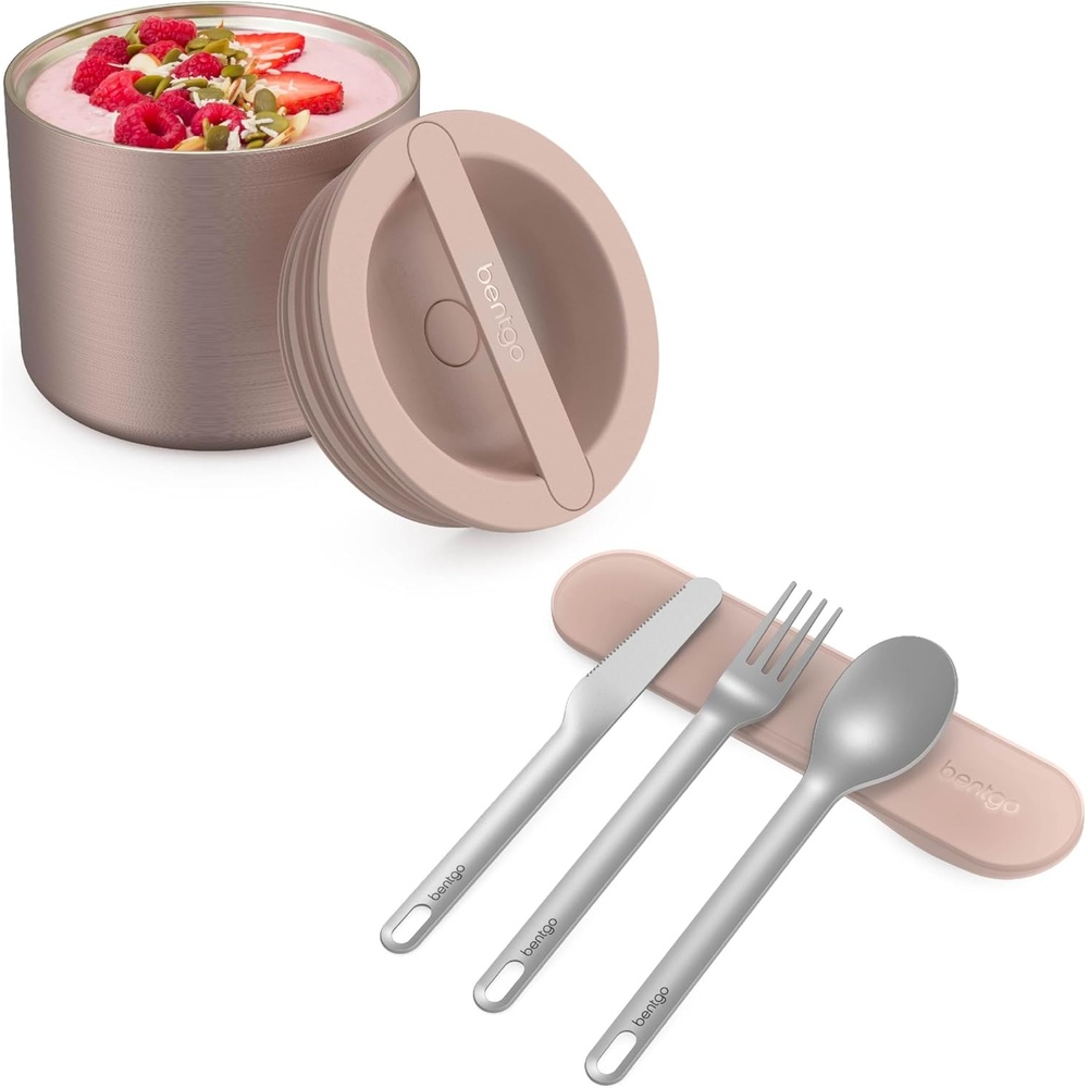 image:imageBentgo Stainless Steel Food Canister Rose Gold and Stainless Steel Utensils Set Rose
