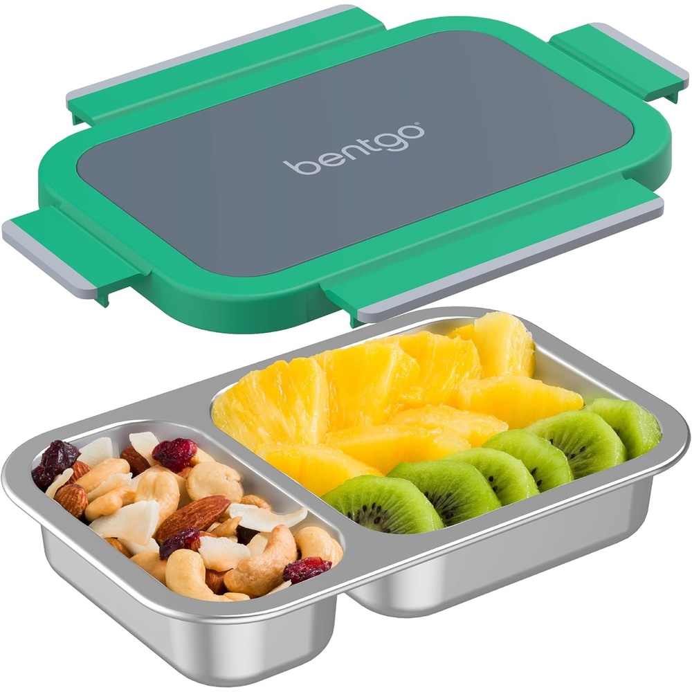 image:imageBentgo Stainless Steel Snack Box LeakProof 2 Compartments 2Cup Capacity Ideal for Kids 3 Teens amp Adults Durable Reusable LilacGray Leaf