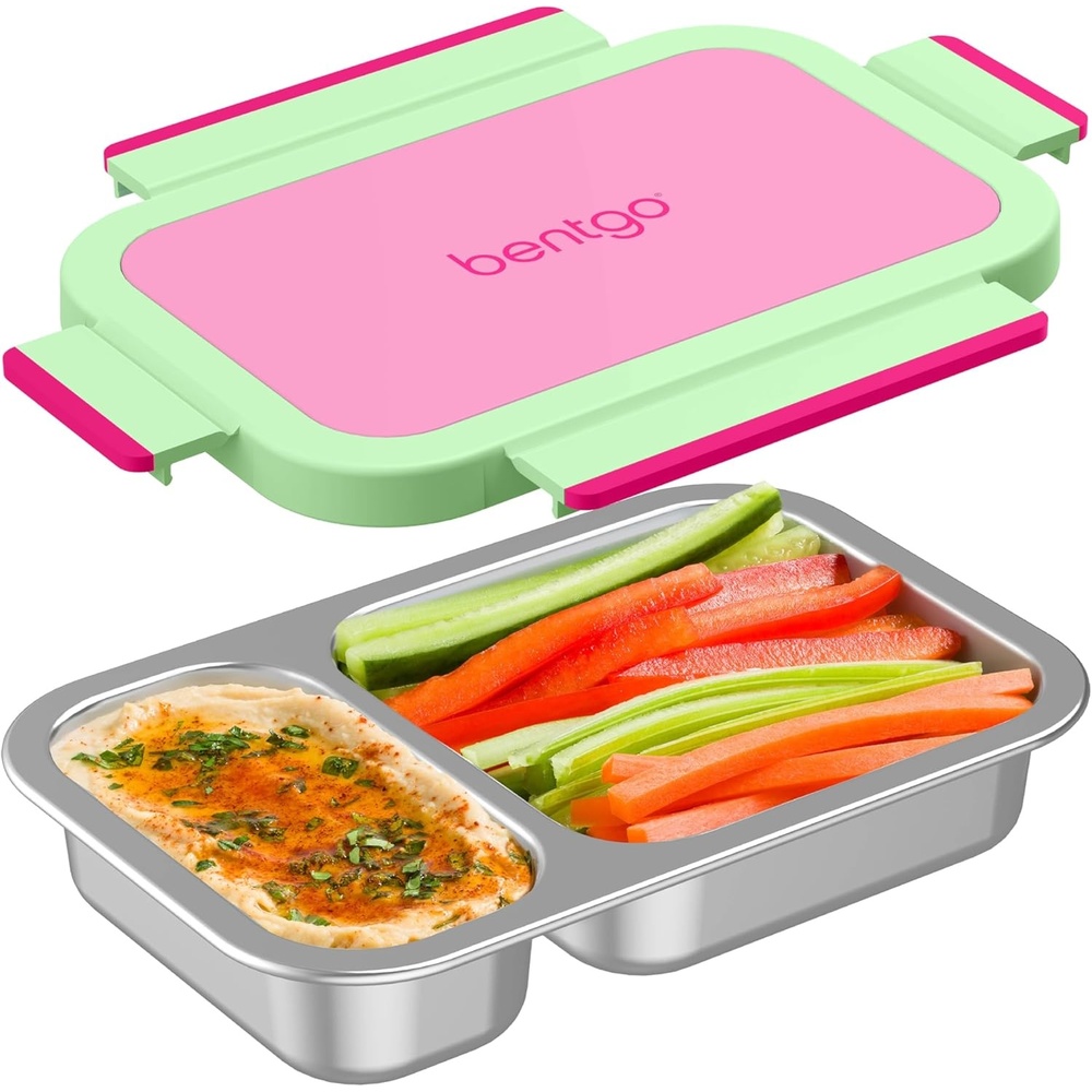 image:imageBentgo Stainless Steel Snack Box LeakProof 2 Compartments 2Cup Capacity Ideal for Kids 3 Teens amp Adults Durable Reusable LilacStrawberry