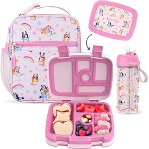 Bentgo + BLUEY 3-Piece Lunchtime Trio Set – Leak-Proof Kids Prints 5-Compartment Bento Lunch Box, Insulated Lightweight Tote Bag, & Durable Bite & Sip Water Bottle Bundle for Age 3+ (Hearts & Crafts)(Hearts & Crafts)