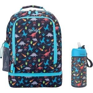 Bentgo 2-in-1 Backpack & Insulated Lunch Bag Set With Stainless Steel Water Bottle (Dinosaur)