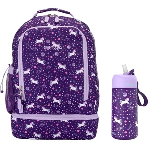 Bentgo 2-in-1 Backpack & Insulated Lunch Bag Set With Stainless Steel Water Bottle (Unicorn)
