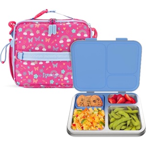 Bentgo Kids Insulated Lunch Bag and Stainless Steel Lunch Box Set (Rainbows & Butterflies)