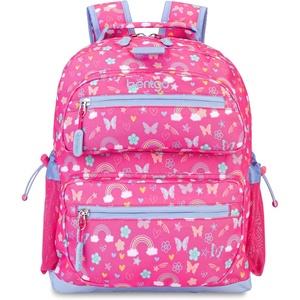 Bentgo Kids Print Backpack – Lightweight 14” Backpack for School, Travel & Daycare, Ideal for Ages 4+, Durable & Water-Resistant, Roomy Interior, & Loop for Lunch Bag (NEW Ballet & Bows)(Rainbows)