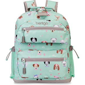 Bentgo Kids Print Backpack – Lightweight 14” Backpack for School, Travel & Daycare, Ideal for Ages 4+, Durable & Water-Resistant, Roomy Interior, & Loop for Lunch Bag (NEW Ballet & Bows)(Puppy Love)