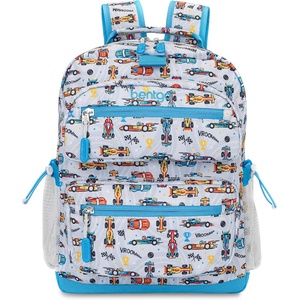 Bentgo Kids Print Backpack – Lightweight 14” Backpack for School, Travel & Daycare, Ideal for Ages 4+, Durable & Water-Resistant, Roomy Interior, & Loop for Lunch Bag (NEW Ballet & Bows)(Race Cars)