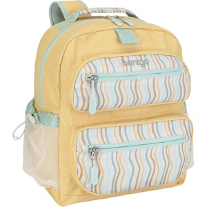 Bentgo Kids Print Backpack – Lightweight 14” Backpack for School, Travel & Daycare, Ideal for Ages 4+, Durable & Water-Resistant, Roomy Interior, & Loop for Lunch Bag (NEW Ballet & Bows)(Wavy)