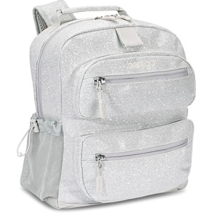 Bentgo Kids Print Backpack – Lightweight 14” Backpack for School, Travel & Daycare, Ideal for Ages 4+, Durable & Water-Resistant, Roomy Interior, & Loop for Lunch Bag (NEW Ballet & Bows)(Glitter Edition – Silver)