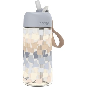 Bentgo Kids Water Bottle – Leak-Proof, Durable Tritan PFAS- & BPA-Free 15 fl oz, Kids/Toddlers Ages 3+ for School & Sports; Bite & Sip Spout, Carrying Handle, Dishwasher Safe (NEW Ballet & Bows)(Checker Gradient)