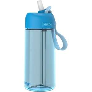 Bentgo Kids Water Bottle – Leak-Proof, Durable Tritan PFAS- & BPA-Free 15 fl oz, Kids/Toddlers Ages 3+ for School & Sports; Bite & Sip Spout, Carrying Handle, Dishwasher Safe (NEW Ballet & Bows)(Blue)