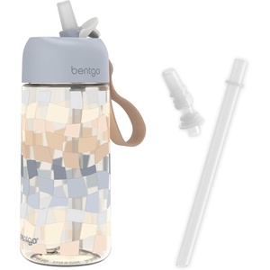 Bentgo Kids Water Bottle and Replacement Straws Set (Checker Gradient)