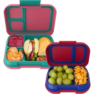 Bentgo Pop Lunch Box (Bright Coral/Teal) Set With Kids Bento-Style Snack Box (Red/Royal)