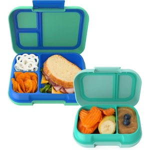 Bentgo Pop Lunch Box (Spring Green/Blue) Set With Kids Bento-Style Snack Box (Aqua)