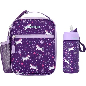 Bentgo Prints Insulated Lunch Tote Set With Kids Stainless Steel Water Bottle (Unicorn)
